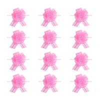 SUPVOX 12pcs Gift Pull Bows Gift Wrap Bows for Christmas Wedding Party Pink