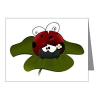 Note Card Cute Little Lady Bug Sitting on a Clover