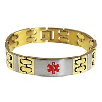 My Identity Doctor - Mens Medical Alert Bracelet with Custom Engraving, 316L Steel Link.5 Inch Width - 7.75 Inches Wrist Size