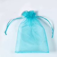 BZCTAH 100 Pcs Transparent Organza Bags Drawstring Jewelry Bags, 13 x 18cm Multicolor with Drawstring Gift Pouch Candy Bags,Blue#2