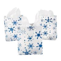 Plastic Gift Bag W/Snowflake (MD) - Party Supplies - 12 Pieces