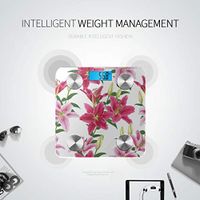 Beautiful White Lily Weighing Scale Scale for Weight Electronic Bathroom Scale Tracks 8 Key Compositions Analyzer Sync with Fitness Apps 400 Lbs