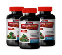 Brain Health Supplement Health Mental - Organic Greens Complex 1350MG - Premium Dietary Supplement - Garlic Supplement Tablets - 3 Bottles 180 Tablets