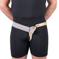Hernia Truss, Single Spring, Scrotal Pad Compression, Elastic, 30 inch Hip (Left)