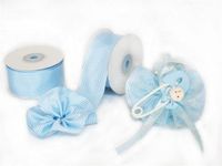 Pastel Blue Gingham 1-1/2" Capia Gift Wrapping Decorating Pull Bow String Ribbon 10Yards