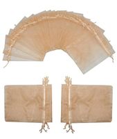 Ankirol 100pcs Sheer Organza Favor Bags 5x7'' for Wedding Bags Samples Display Drawstring Pouches (Shell Pink)