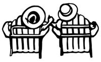 Man Women Couple Beach Chair Vacation - Sticker Graphic - Auto, Wall, Laptop, Cell, Truck Sticker for Windows, Cars, Trucks