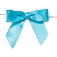 Pre-Tied Satin Bows, 7/8-Inch, 12-Piece (Turquoise)