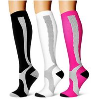 Compression Socks,(3 Pairs) Compression Sock Women & Men - Best Running, Athletic Sports, Crossfit, Flight Travel(Multti-colors12-S/M)