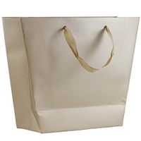 JAM PAPER Matte Trapezoid Metallic Gift Bags with Rope Handles - 9 x 4 x 10 - Taupe - Sold Individually