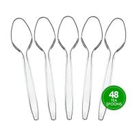 Plasticpro Disposable Clear Plastic Tea Spoons Heavyweight King Size Deluxe Pack of 48