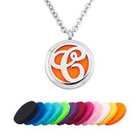 CLY Jewelry Essential Oil Locket Letter C Pendant Personalized Name Monogram Initial Aromatherapy Diffuser Necklace for Birthday Mother's Day Christmas