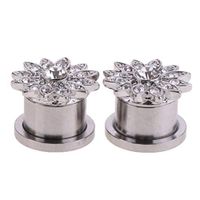 2 Pieces Ear Plugs Flesh Ear Tunnels -Ear Gauges Rhinestone Stainless Steel Best Beauty Womans Party Accessories Women Elegant Cheap Casual | Size - 12mm