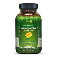 Irwin Naturals Extra Strength Ashwagandha Mind & Body Adaptogenic Herbs Supports Stress Response, Mood, Mental & Physical Performance with Cordyceps, Turmeric, BioPerine & More - 60 Liquid Softgels