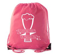 Custom St Patrick's Day Backpack Personalized Drawstring Bags, Reusable Gift bag - 10PK Pink CE2500Patty S3
