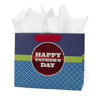 Hallmark Medium Father's Day Gift Bag with Tissue Paper (Red Circle on Blue)