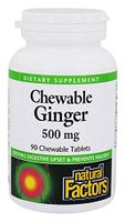 Natural Factors Chewable Ginger, 500 mg, 90 Chewable Tablets