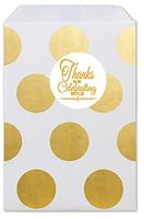 Bundleofbeauty Brand 25pk 4-3/4x6-3/4" Paper Candy Craft Bags Flat Merchandise Bags with Stickers (Gold Polka Dots)