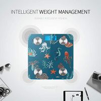 LYAOE Bluetooth Body Fat Scale Marine Life Flat Smart Wireless Scale with LCD Display Measuring Body Weight Bmi and Health Digital Scale