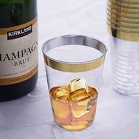 Tableclothsfactory 60 Pack Gold Rimmed 7oz Chambury Disposable Champagne Glass for Wedding Birthday Party Banquet Events