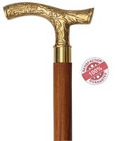 SouvNear Walking Stick - Men Derby Canes and Wooden Walking Stick for Men and Women - 37" Brown Ebony Brass T Shape Handle in Golden Tone Natural Wood Unisex Cane
