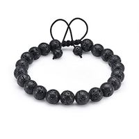UKER Men Women 8mm Lava Rock Beaded Bracelets Braided Rope Natural Stone Adjustable String
