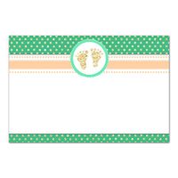 30 Blank Cards Invitations Thank You Cards Baby Shower Green Gold Footprints + 30 White Envelopes
