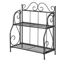 Pinleg 2-Layer Shelf Wrought Iron Folding Kitchen Seasoning Storage Rack Holder Foldable Kitchen Bathroom Countertop Storage Organizer Shelf Organizer Spice Rack