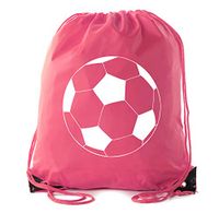 Soccer Party Favors | Soccer Drawstring Backpacks for Birthday Parties, Team events, and much more! - 10PK Pink CA2500SOCCER S1