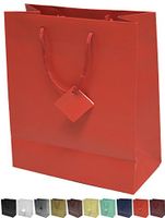 Novel Box® Red Matte Laminated Euro Tote Paper Gift Bag Bundle 8"X4"X10" (10 Count) + NB Cleaning Cloth