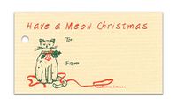 (15 Tags) Meow CAT Christmas TAN Gift Tags & Strings. Happy Holidays. to: from: Hang Tags