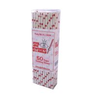 SipSticks Paper Drinking Straws Biodegradeable 50 Pack - Red Stars