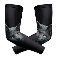 LEVEIS Black Cat Arm Sleeves UV Protection for Men Women Sunblock Protective Gloves Running Golf Cycling Driving Long Arm Cover 1 Pair