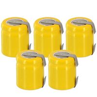 5x Exell 1/3AA NiCD 200mAh 1.2V Flat top Rechargeable Battery with Tabs
