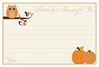 Baby Shower Advice Cards, Unisex, Owl, Pumpkins, Fall, Wisdom for Mommy, Set of 24 Advice for The Mommy to Be Cards, Autumn is a Hoot Neutral
