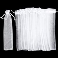 100 Pieces Organza Fan Pouch White Drawstring Sheer Organza Bags Folding Hand Fan 2 x 10 Inches for Party Wedding Favor Gift Bags