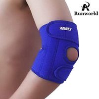 Runworld Adjustable Elbow Support Brace, Breathable Sports Tennis Elbow Brace Stabilizer, Compression Tendonitis Protector Guard Pad for Golfers, Outdoor Activities, Elbow Injury or Recovery (Blue)