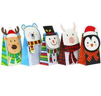 Iconikal Christmas Holiday Die-Cut Flip Over Treat & Gift Bags, 20-Count