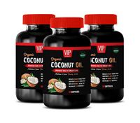 Energy Booster Men - Organic Coconut Oil 2000MG - Natural Fatty ACIDS - Certified - Extra Strength - Coconut Oil Hair - 3 Bottle (180 Softgels)