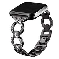 Lyperkin Compatible with Fitbit Versa/Versa Lite Bands, Luxury Alloy Crystal Stainless Steel Strap Bracelet Replacement Wristband Accessories Compatible with Fitbit Versa/Versa Lite Smart Watch S-25