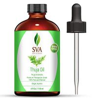 SVA Organics Thuja Essential Oil 4 Oz 100% Pure Natural Undiluted Premium Therapeutic Grade Oil for Aromatherapy, Diffuser, Hair Care, Skin Care, Glowing Skin