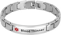 Elegant Surgical Grade Steel Medical Alert ID Bracelet for Men and Women (Men's, Blood Thinner)