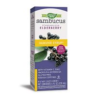 Nature's Way Sambucus Immune Elderberry Syrup, Herbal Supplements with Echinacea, Zinc, and Vitamin C, Gluten Free, Vegetarian, 4 Ounce (Packaging May Vary)