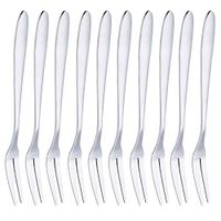 ZHU YU CHUN Stainless Steel Two Prong Fruits Forks, Dessert Forks, Cake Forks, Cocktail Tasting Forks, Dinner Forks (Pack of 20)
