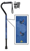 Walking Cane with Gel Grip Handle Aluminum Self Adjustable with Blue Bird Design Men or Women