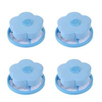 Washing Machine Floating Filter Lint Traps Mesh Bag Hair Ball Catcher Flower-Type Reusable Net Pouch Magic Washing Laundry Ball Removal Device (Blue, 4)