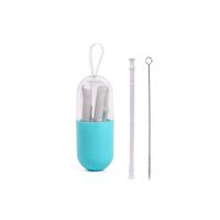 AMOUSTORE Collapsible Reusable Drinking Straws Food Grade Silicone Foldable Straw, Folding Drinking Straws Portable Set with Case & Cleaning Brush for Travel, Household, Office (1pcs Gray Box Straw)