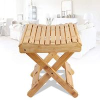 TOPINCN Natural Bamboo Folding Chair Foldable Shaving Shower Foot Rest Stool