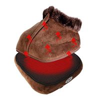 2 in 1 Electric Heated Foot Warmer Cozy Velvet Feet Heated Pad Massager Big Slipper Foot Heat Warm Massage Shoes Birthday Christmas Gift