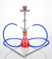 2 hose 21" Nor Red Hookah Shisha Nargila water glass vase pipes smoke sale